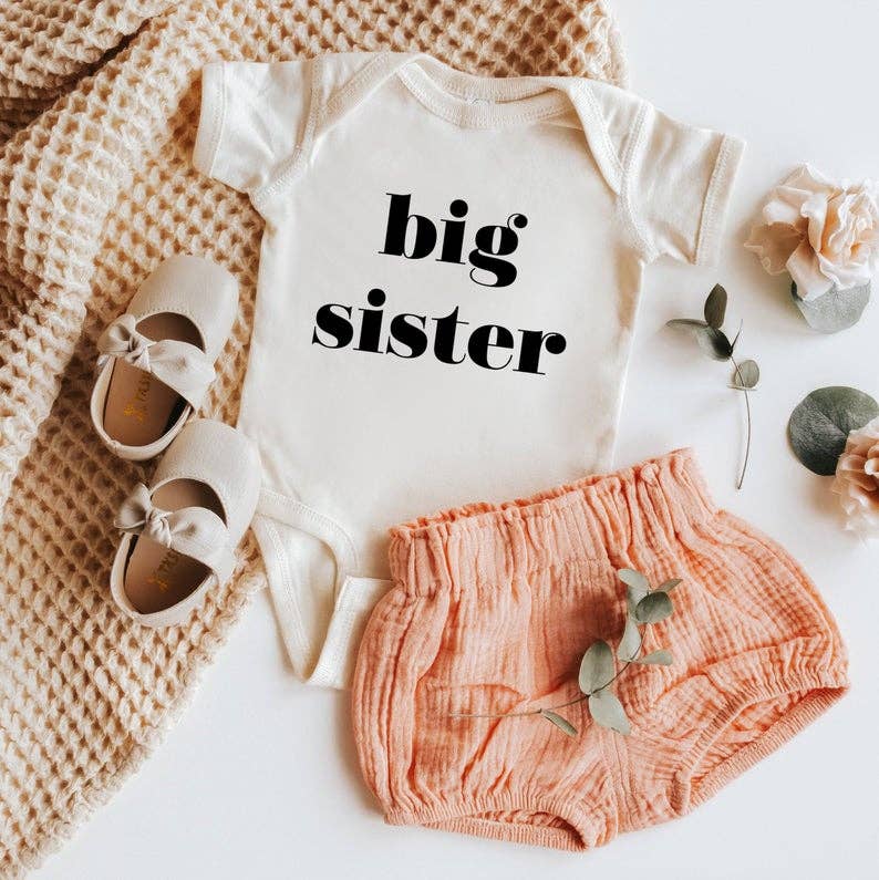 Big Sister Natural Color Baby Bodysuit