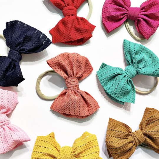 Dottie Knottie Bows (Pink, Nude Nylon Headband)