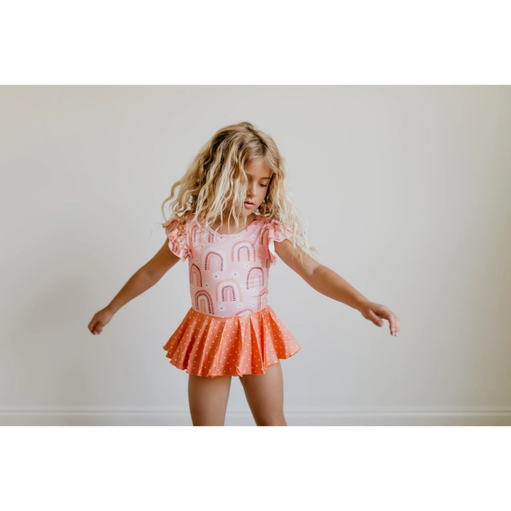 Coral Rainbow Skirted Leotard