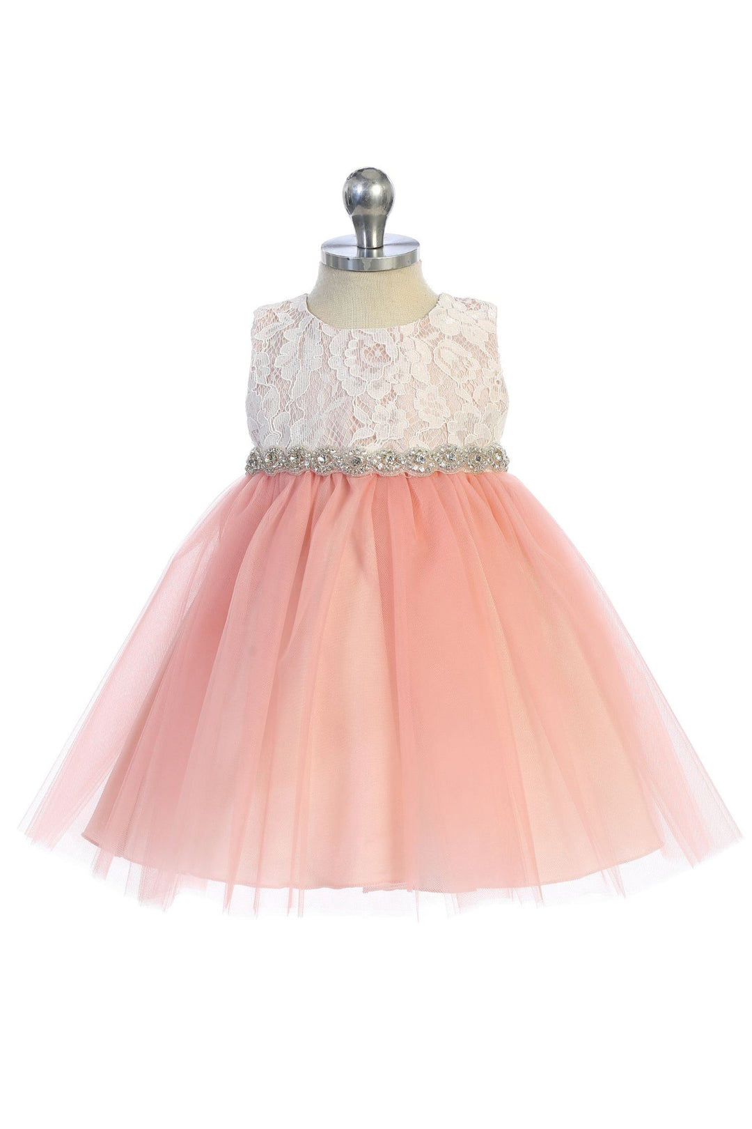 Lace Baby Dress w/ Rhinestone Trim