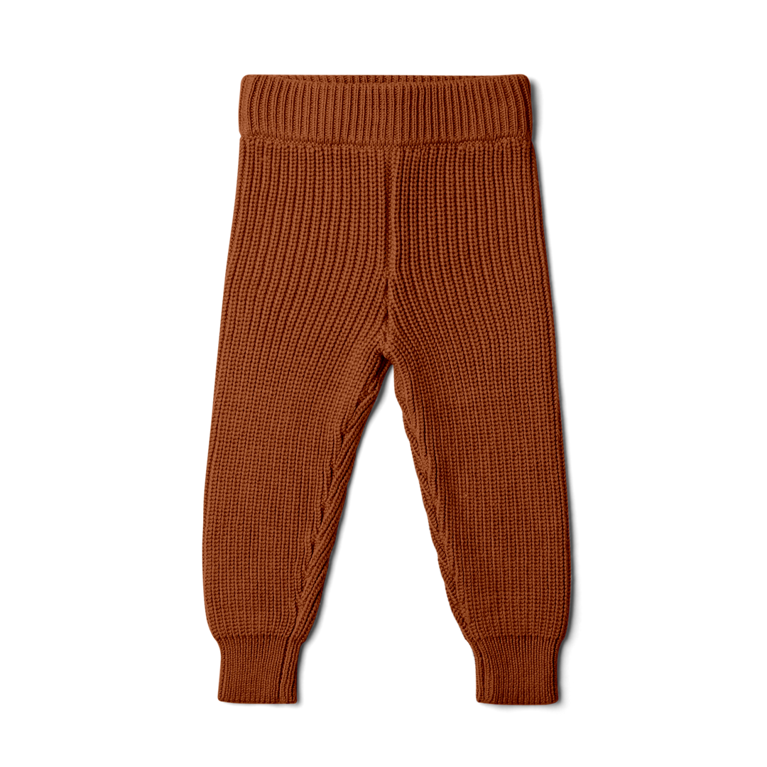 Organic Cotton Kids Knit Pants - Clay