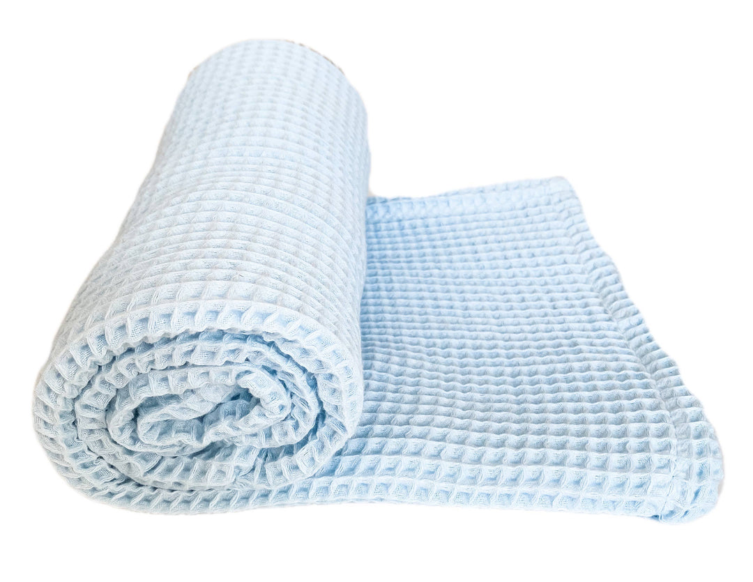 Waffle Blankets for Baby and Toddler - Light Blue
