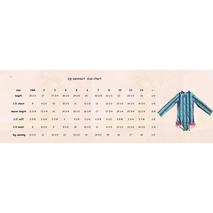 Navy Teal Stripe Zip Rash guard Swimsuit