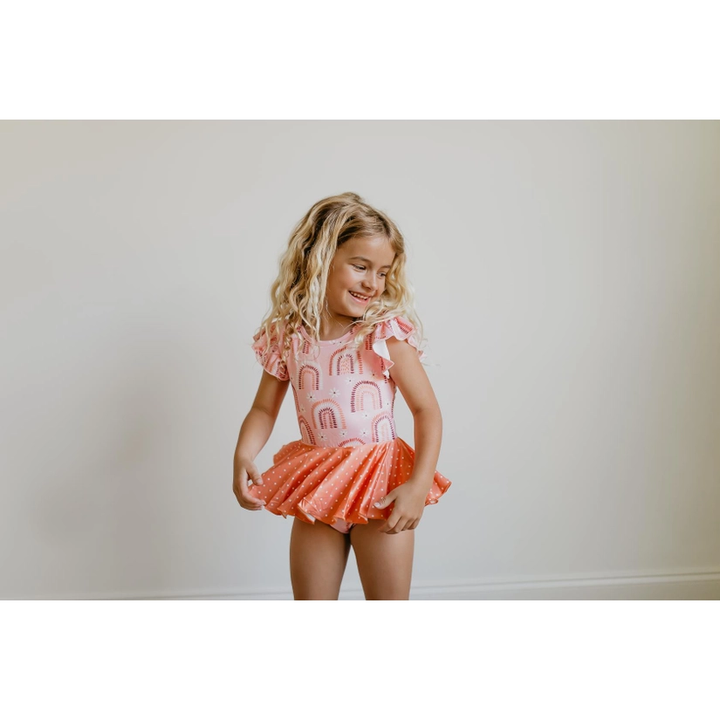 Coral Rainbow Skirted Leotard
