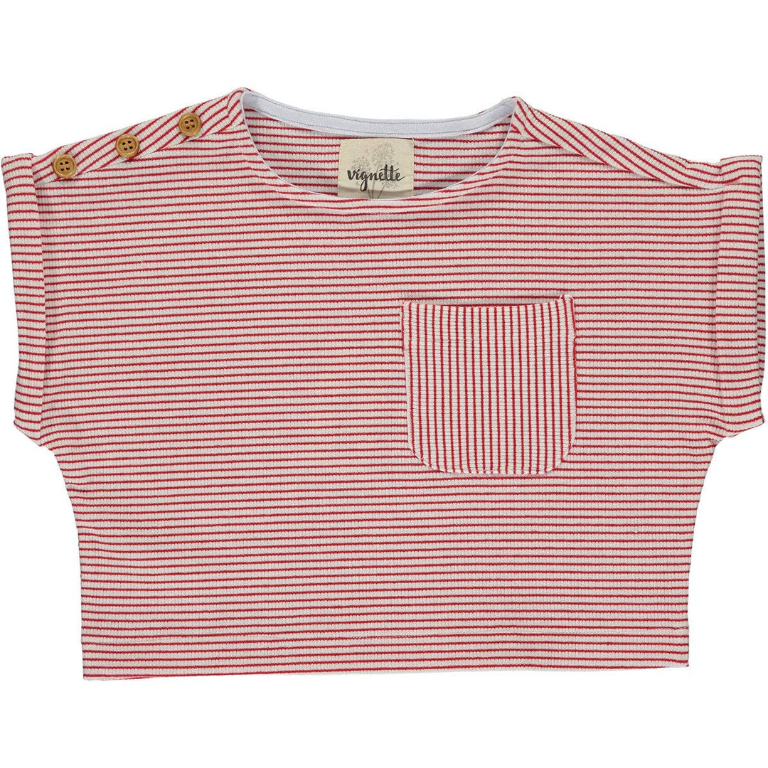 Kassie t-shirt in white/red stripe