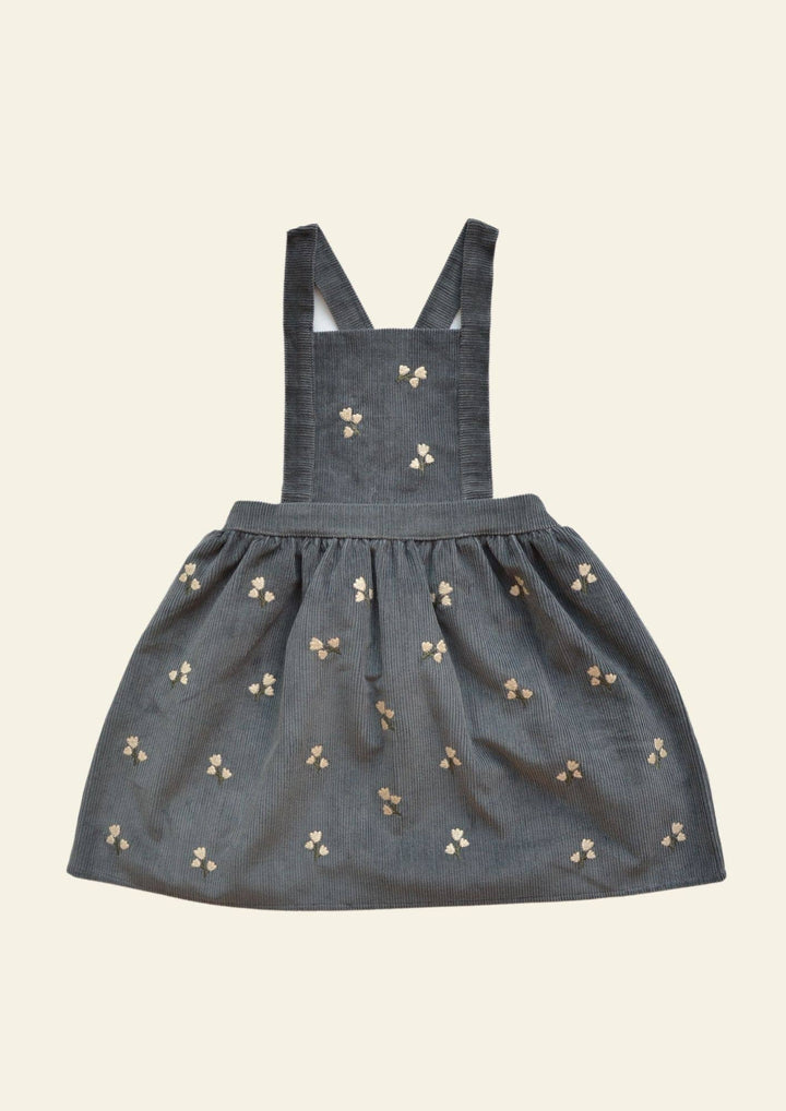 Corduroy embroidered dress