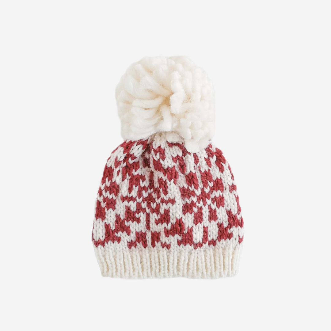 Snowfall Hat, Red | Snowflake Hand Knit Baby