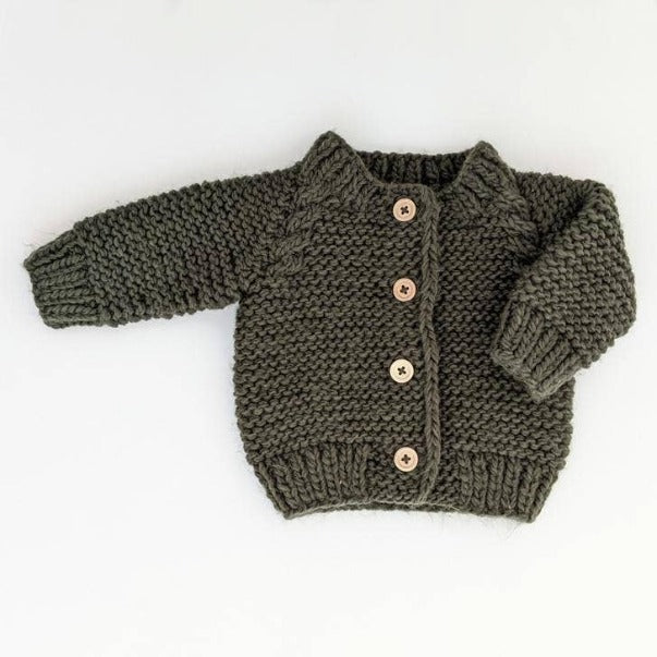Loden Garter Stitch Cardigan Sweater