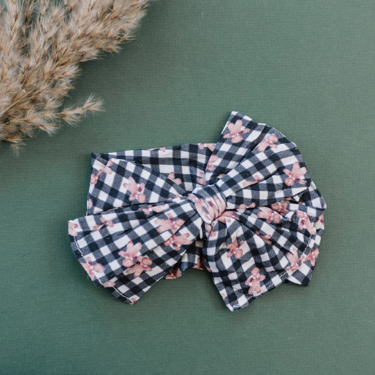 Gingerbread Man Buffalo Plaid Big Bow Nylon Headband