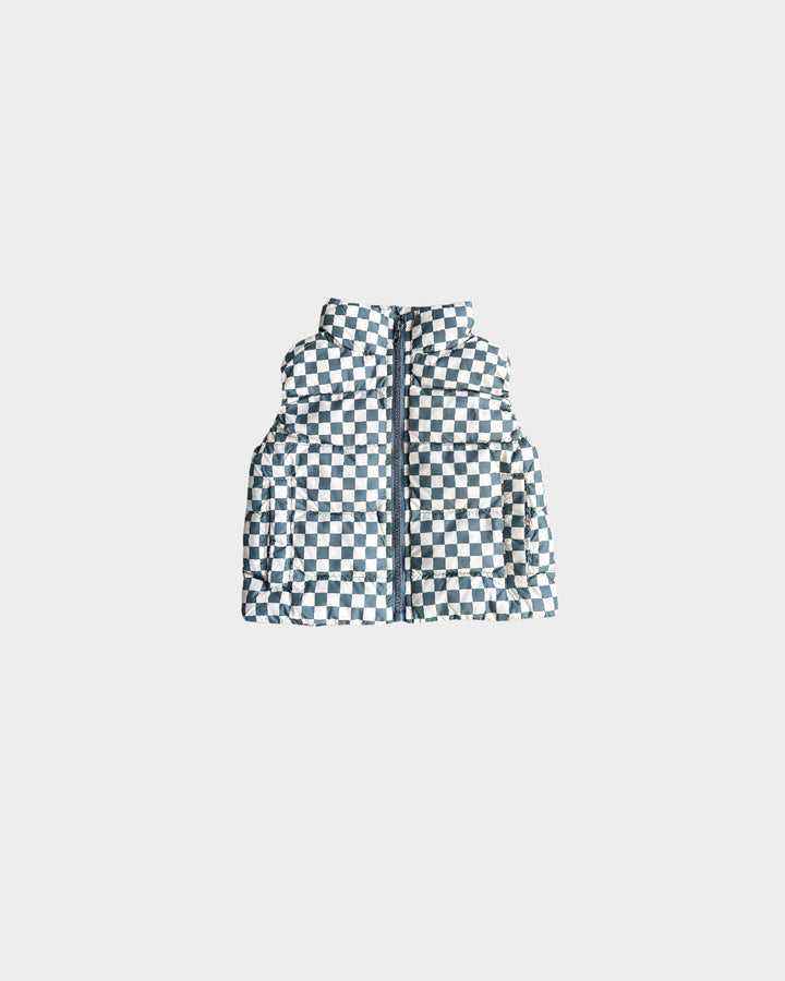Puffer Vest / Checkered in Storm