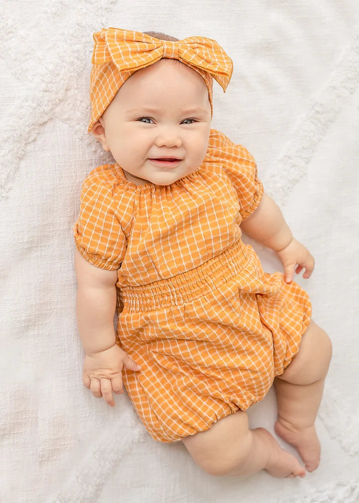 Butterscotch Woven Baby Romper