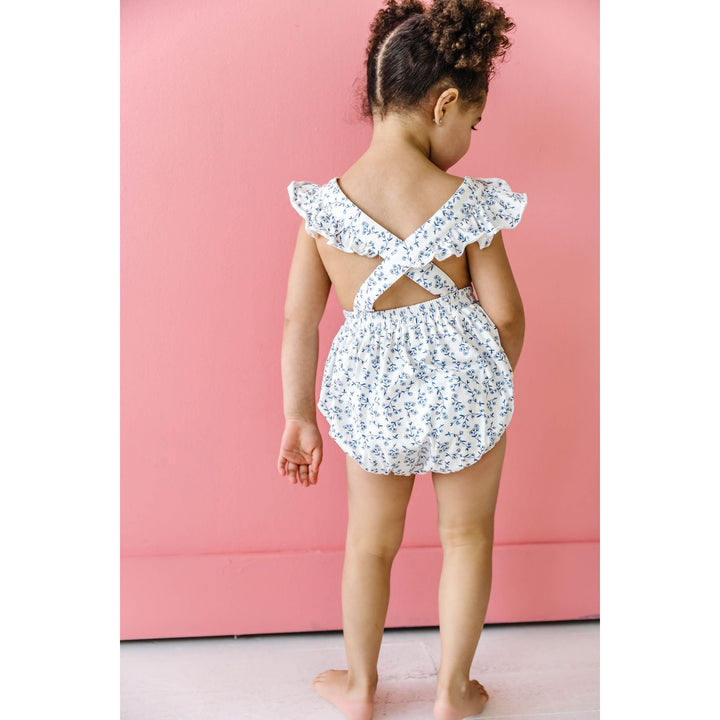 Emmy Romper in Ditsy Floral Azul
