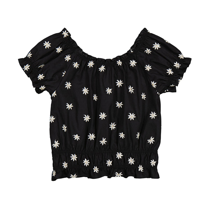 Embroidered Loose Flower Shirt