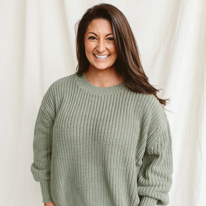 Womens Organic Chunky Knit Sweater - Noble Fir