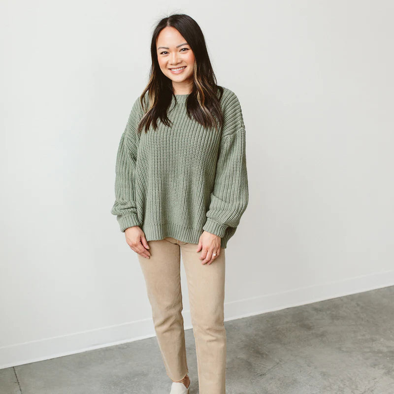 Womens Organic Chunky Knit Sweater - Noble Fir