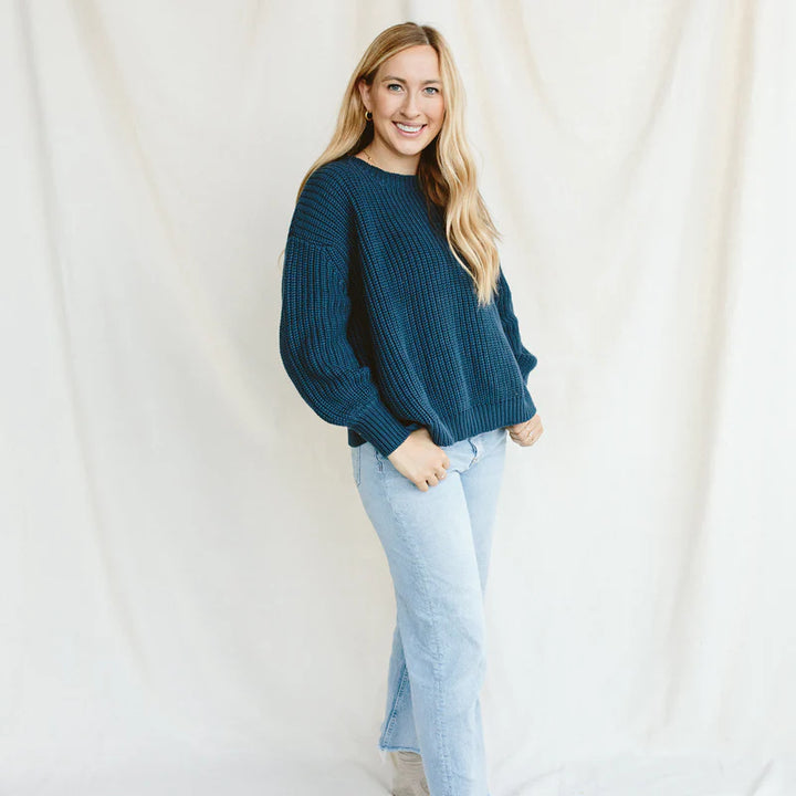 Organic Chunky Knit Sweater - Winter Storm