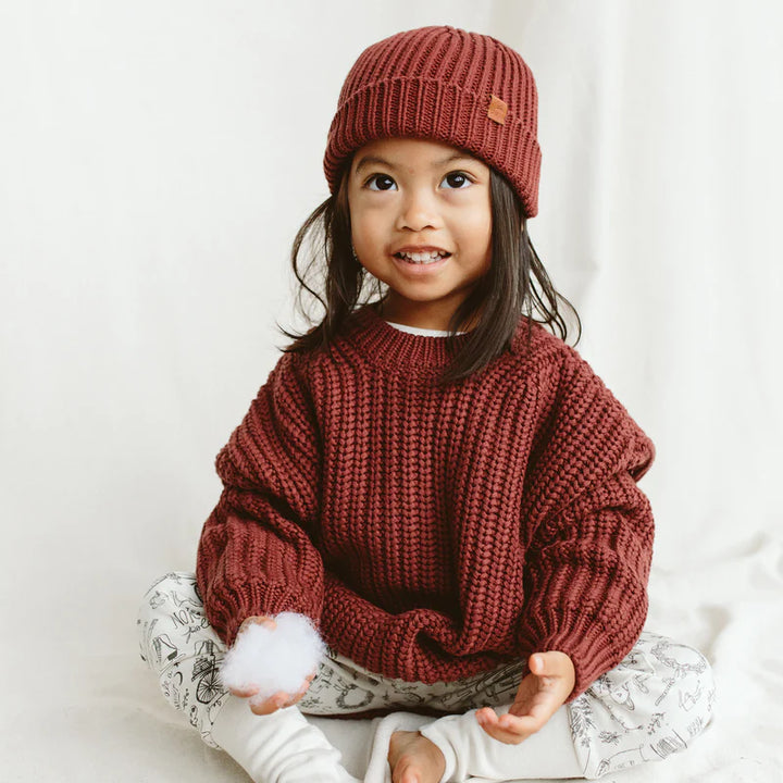 Organic Cotton Chunky Knit Sweater - Hot Cocoa