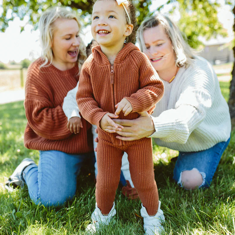 Organic Cotton Kids Knit Pants - Clay