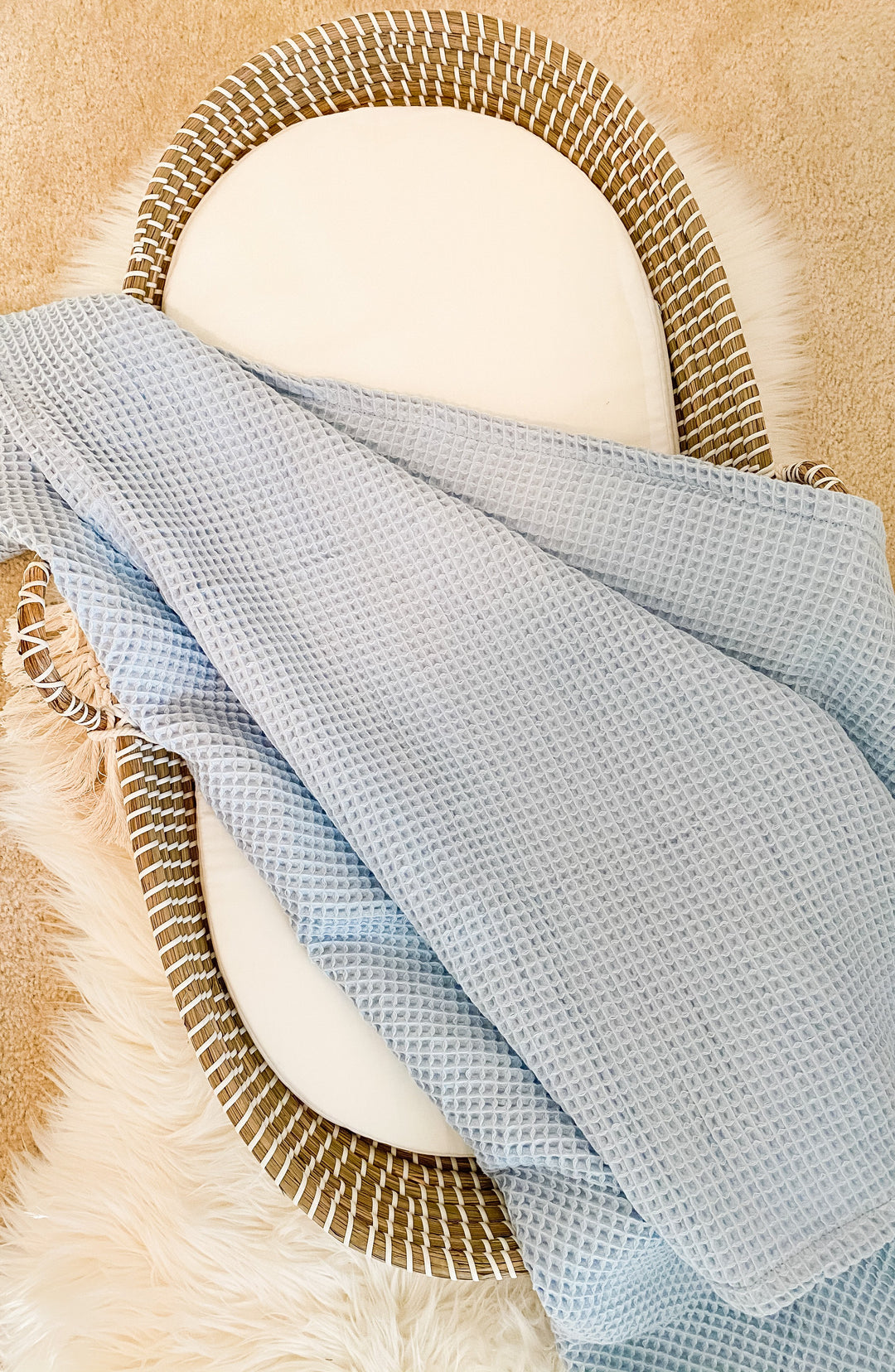Waffle Blankets for Baby and Toddler - Light Blue