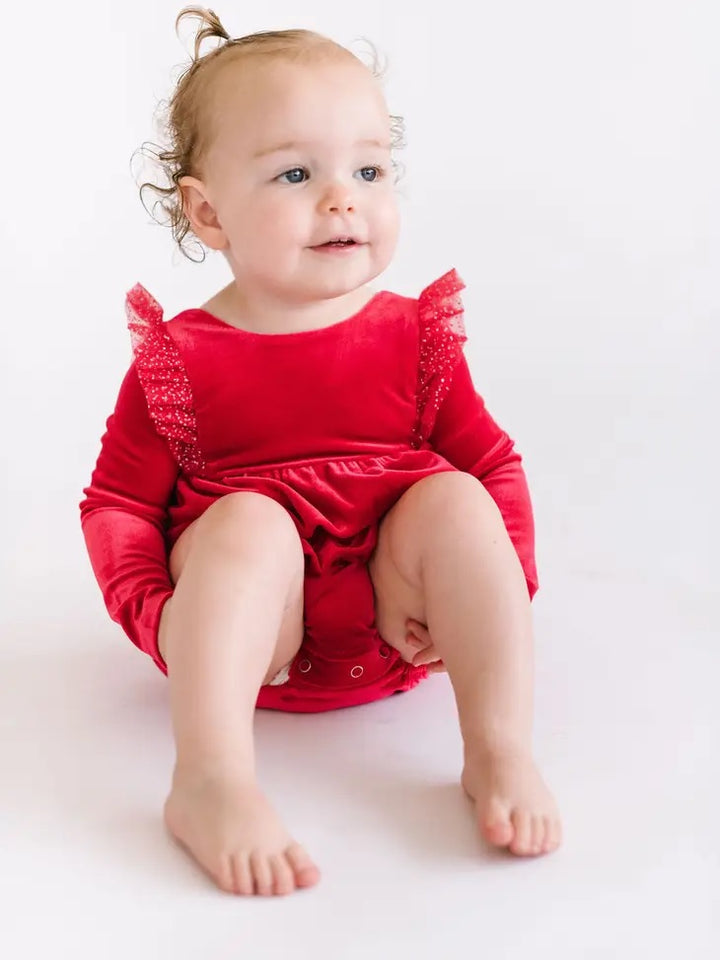 Leah Romper in Red Sparkle