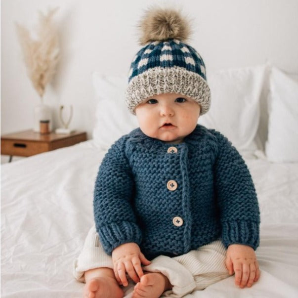 Slate Garter Stitch Cardigan Sweater