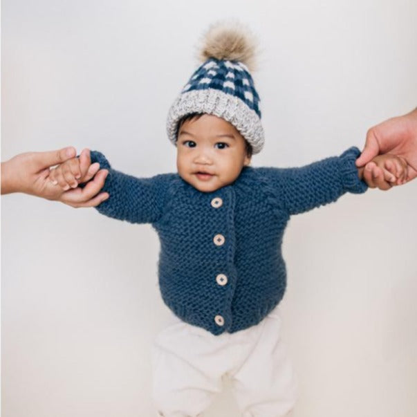 Slate Garter Stitch Cardigan Sweater