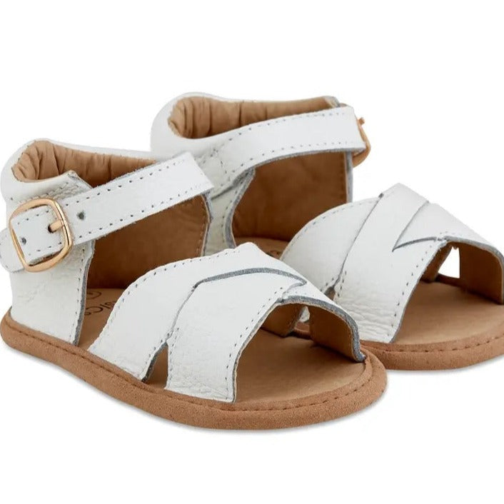 White Split-Soled Leather Baby Sandals