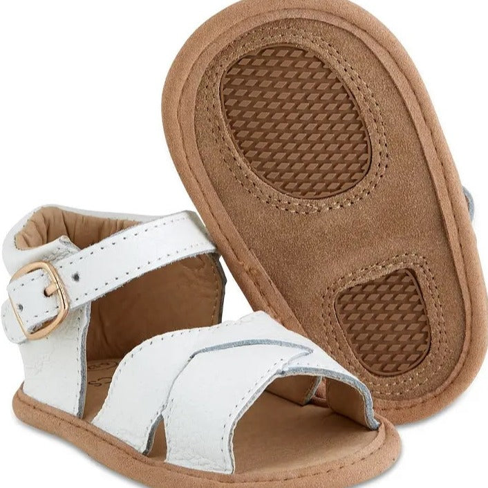 White Split-Soled Leather Baby Sandals