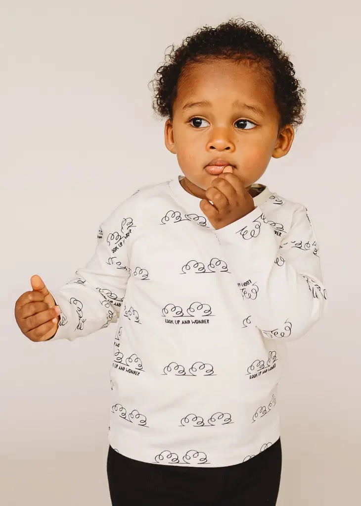 Wondrous Cloud Print Long Sleeve Kids T-Shirt