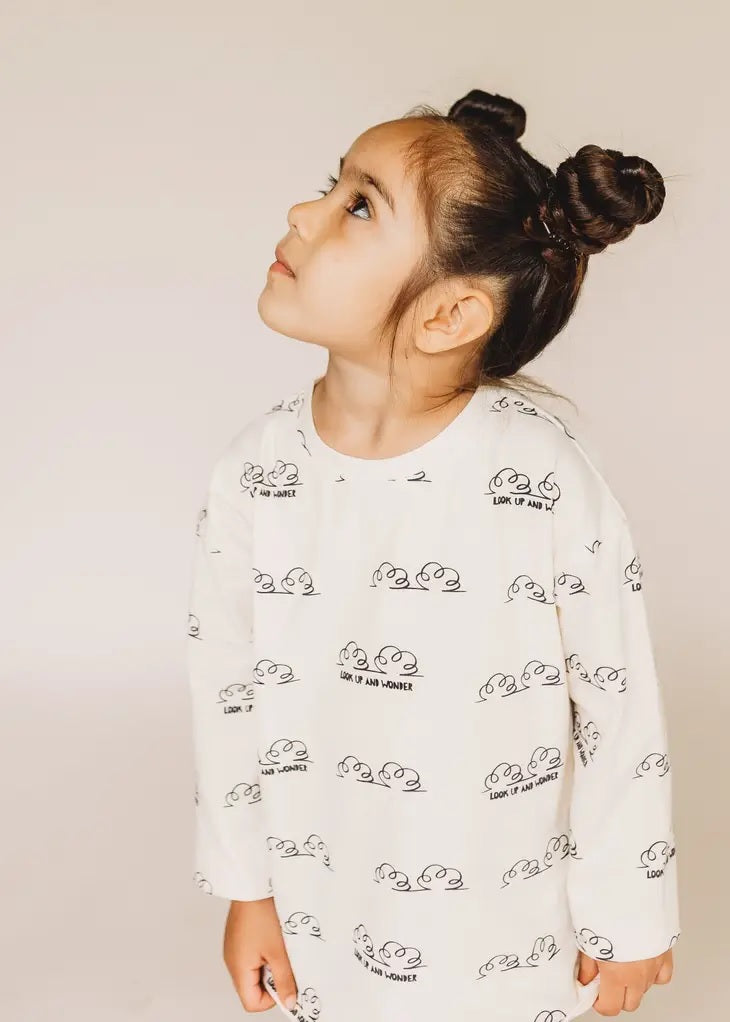 Wondrous Cloud Print Long Sleeve Kids T-Shirt