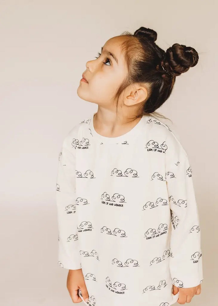Wondrous Cloud Print Long Sleeve Kids T-Shirt
