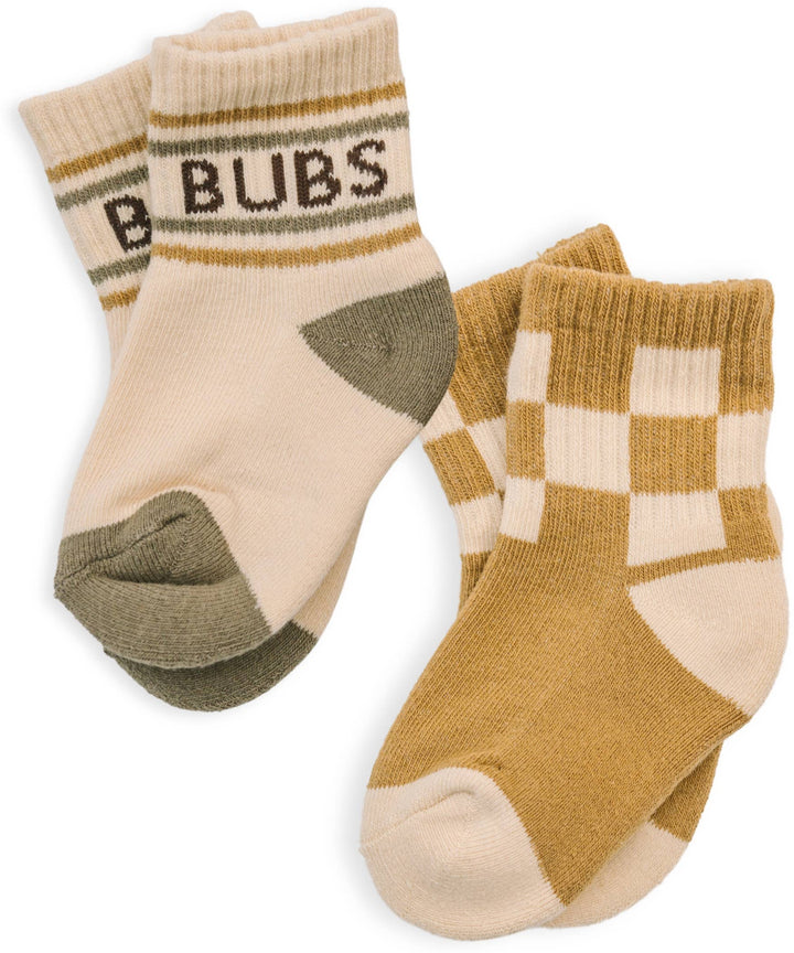 Baby/Toddler Half-Crew Socks 2-Pack, Checkered & Bubs Stripe