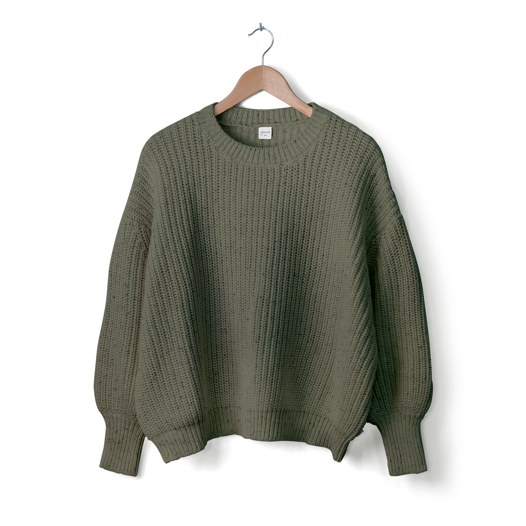 Womens Organic Chunky Knit Sweater - Noble Fir