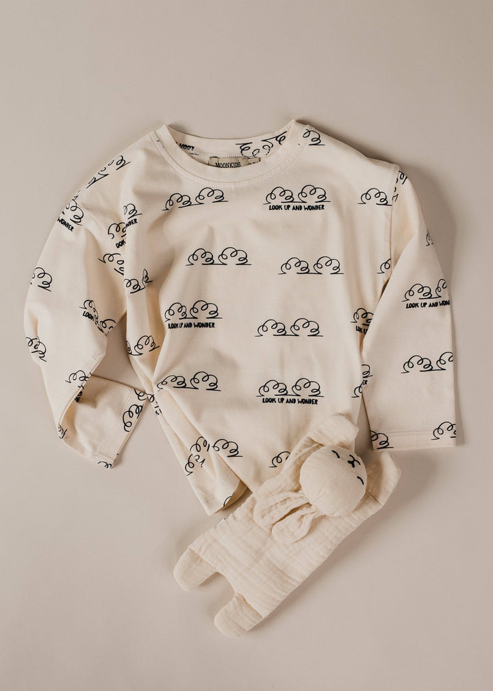 Wondrous Cloud Print Long Sleeve Kids T-Shirt