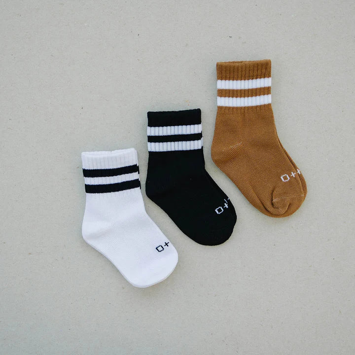 Crew Socks 3 Pack White/Black Stripes
