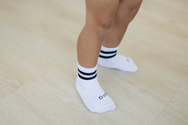 Crew Socks 3 Pack White/Black Stripes