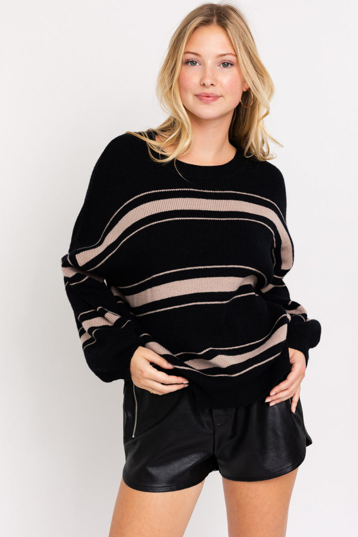 Black Taupe Stripe Sweater