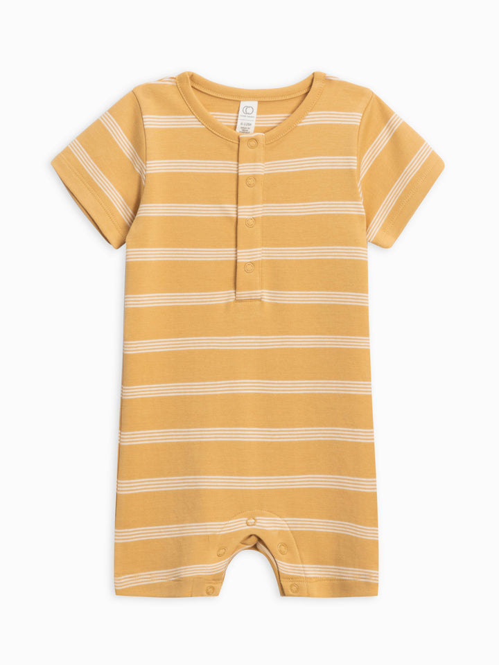 Organic Baby Mason Short Sleeve Romper - Buckly Stripe