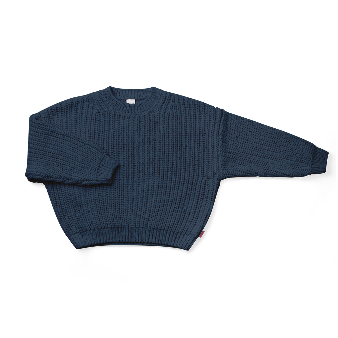 Organic Cotton Chunky Knit Sweater - Blue