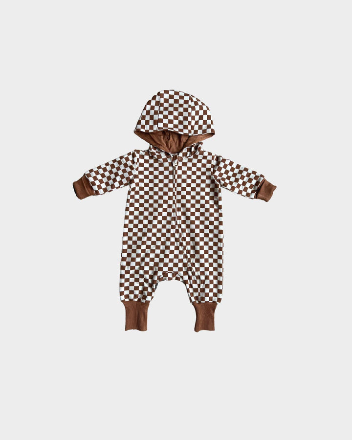 Baby Zip Romper in Checkered