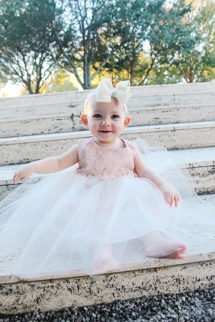 Blush Lace Illusion Baby Dress