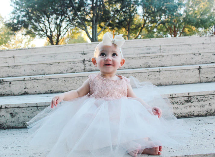 Blush Lace Illusion Baby Dress