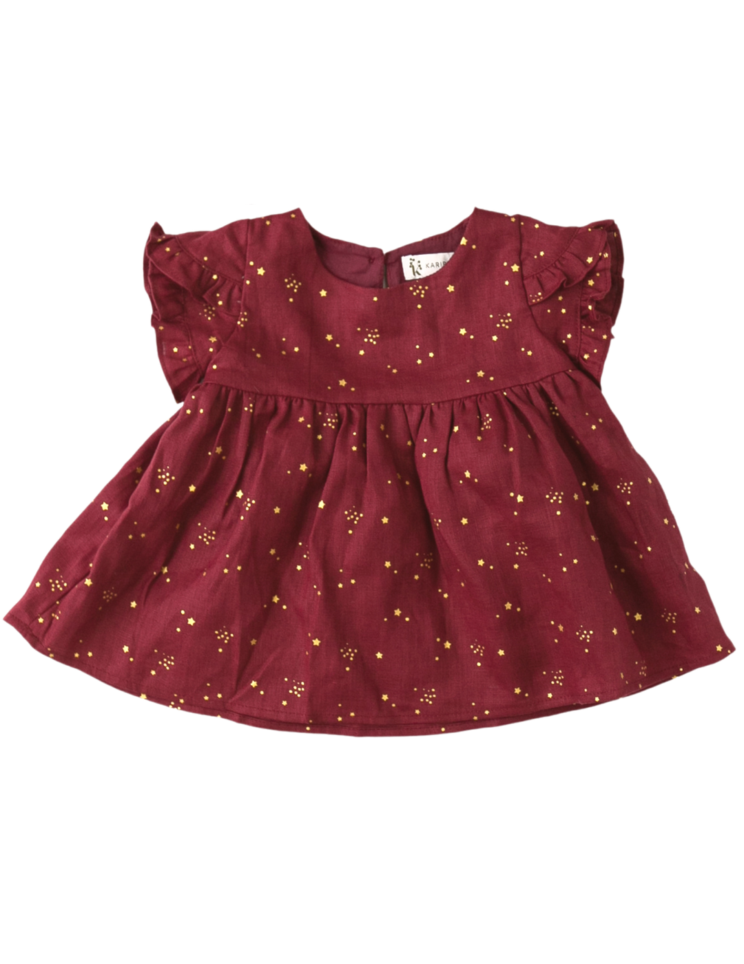Ella Linen Baby Dress - Golden Stars