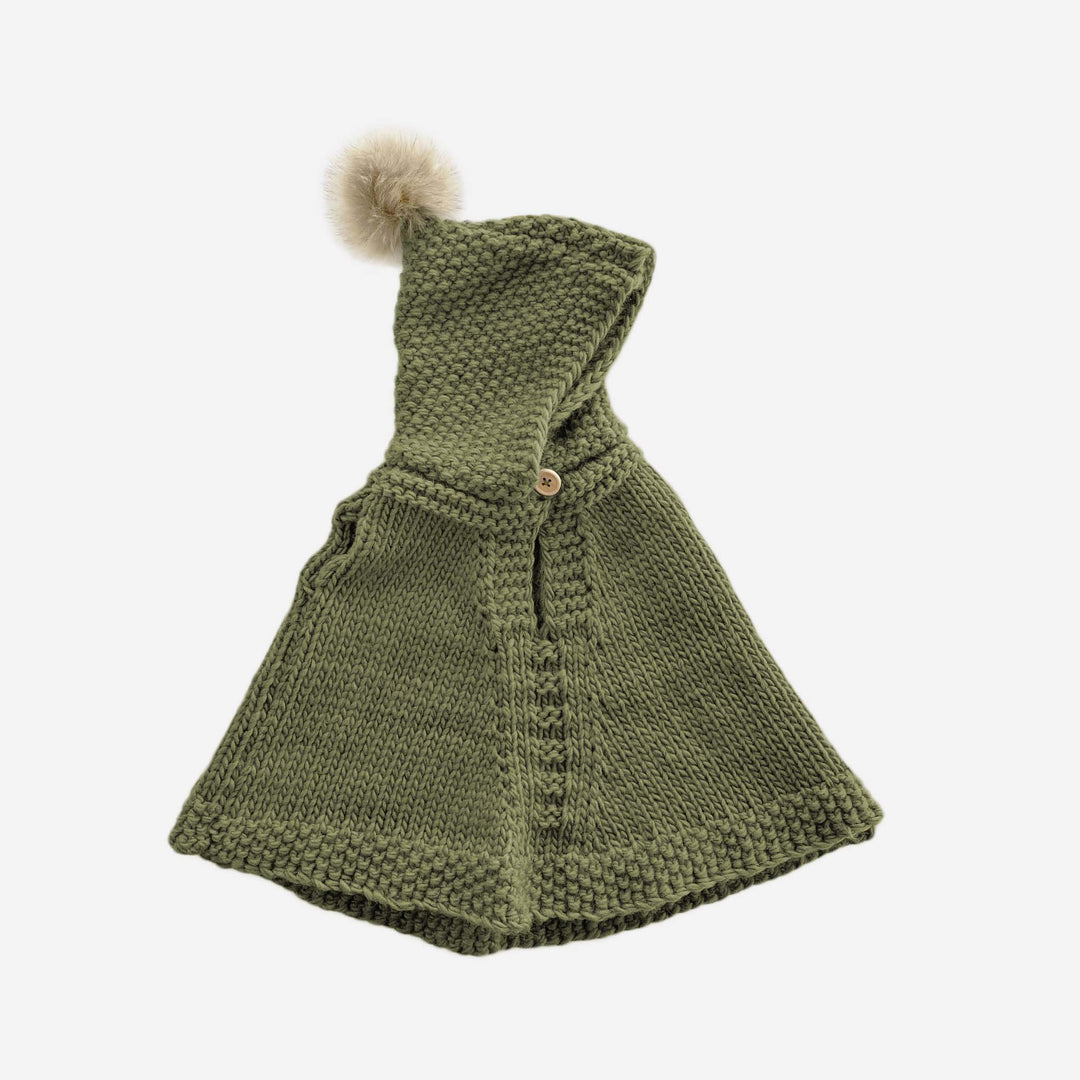 Poncho with Hood, Olive