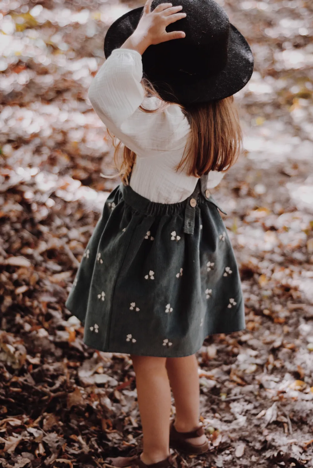 Corduroy embroidered dress
