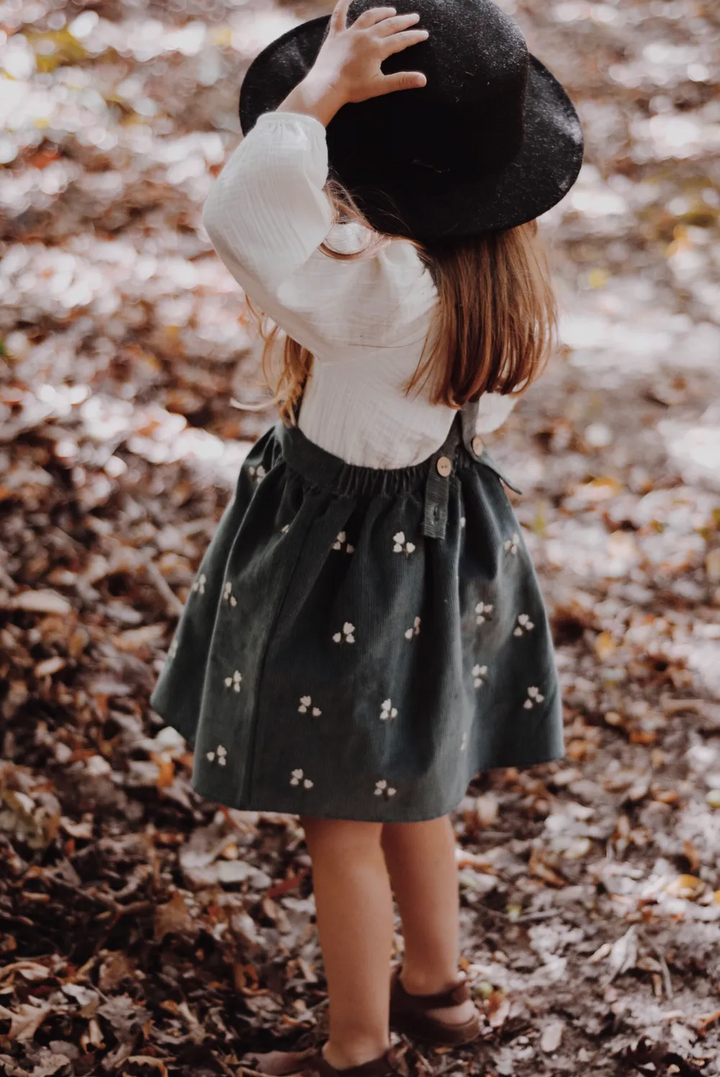 Corduroy embroidered dress