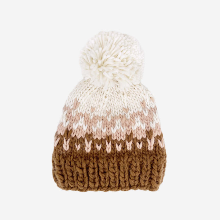 Nell Stripe Hat, Blush/Walnut | Hand Knit Kids & Baby
