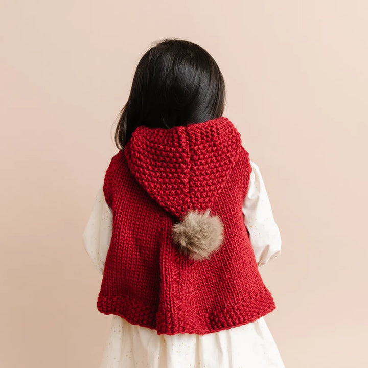 Poncho with Hood, Red