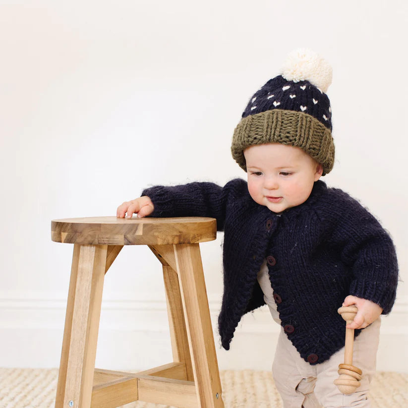 Classic Cardigan, Navy | Hand Knit Kids Sweater