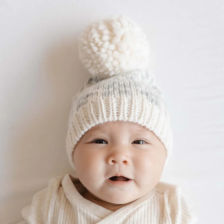 Snowfall Hat, Bowie Gray | Snowflake Hand Knit Baby & Kids